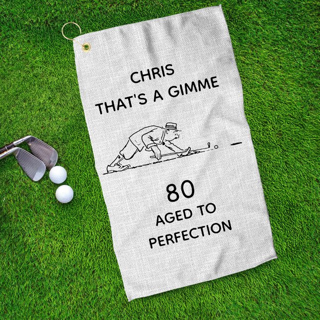 Serviette De Golf 80e anniversaire Funny Golfer Nom personnalisé (Créateur téléchargé)