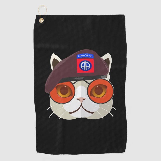 Serviette De Golf 82e division aéroportée "Trop de chats Cool" (Devant)