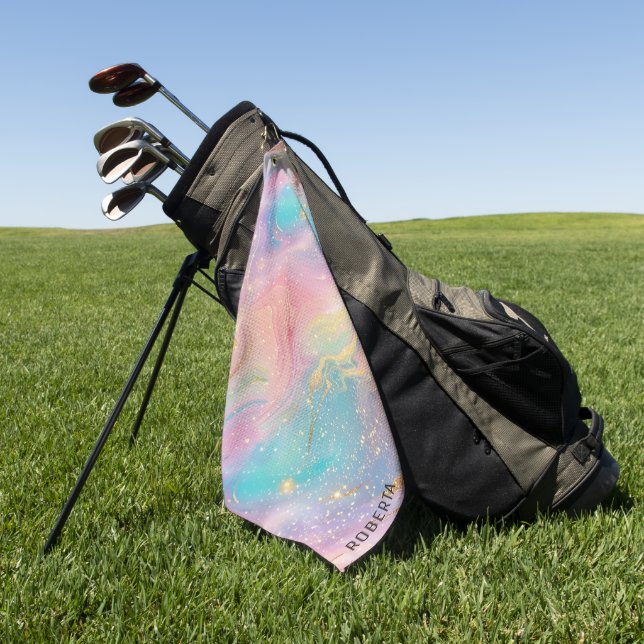 Serviette De Golf Abstrait Pastel Parties scintillant Motif sans cou (Vert)