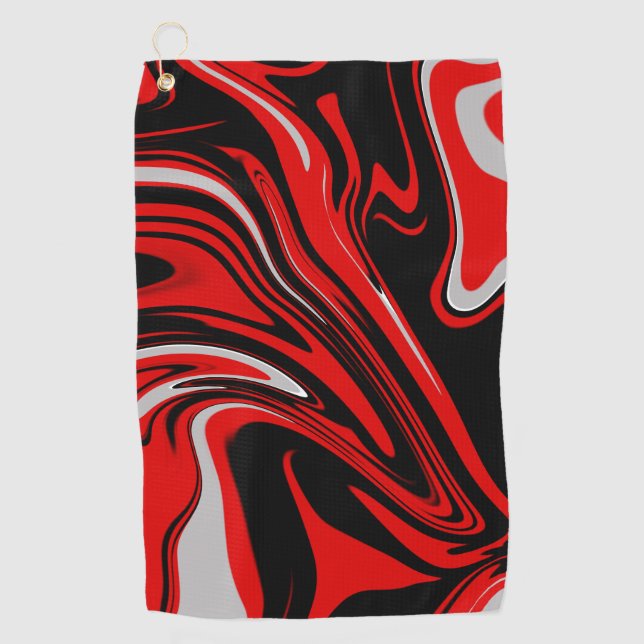 Serviette De Golf Abstrait rouge et noir (Devant)