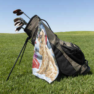 Serviette De Golf Afghan Hound Dog Winter Wonderland Noël Joie