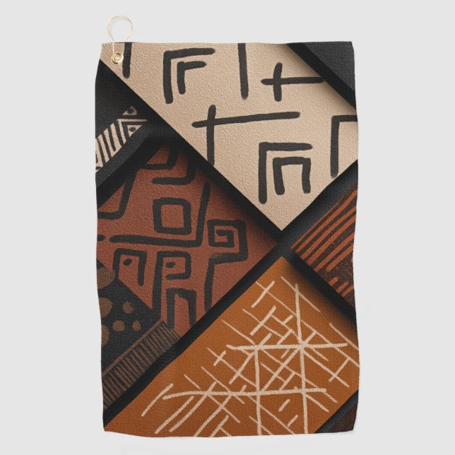 Serviette De Golf African culture designs on diagonal shapes (Devant)