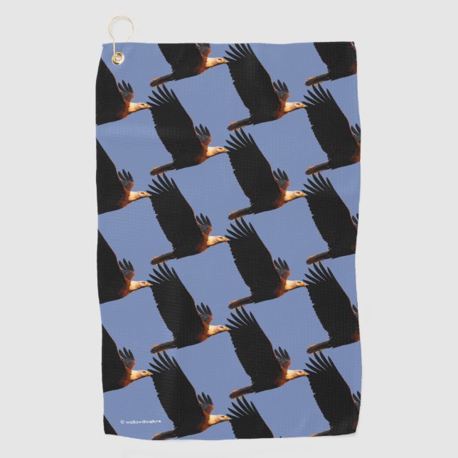 Serviette De Golf Aigle Bald à couper le souffle en vol du coucher d (Devant)