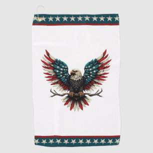 Serviette De Golf Aigle rustique patriotique américain/américain cha