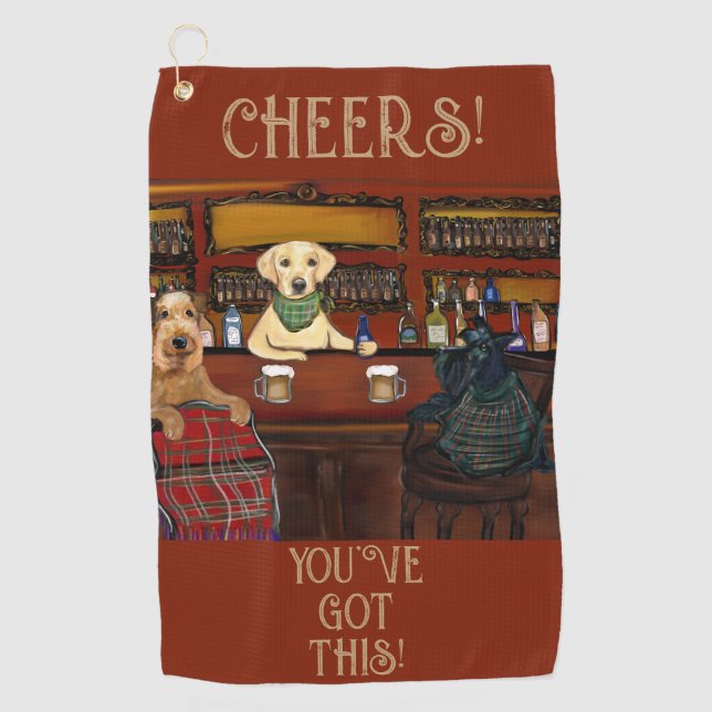 SERVIETTE DE GOLF AIREDALE TERRIER & AMIS (Devant)