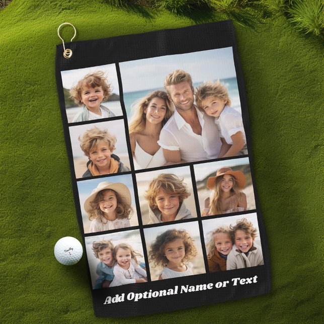 Serviette De Golf Ajouter votre propre collection de 9 photos — Peut (Personalized Golf Towel with photo collage and text)