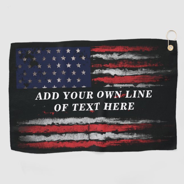 Serviette De Golf Ajouter votre propre texte sur grunge American fla (Horizontal)