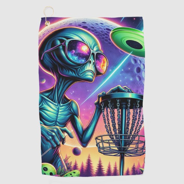 Serviette De Golf Alien Disk Golf (Devant)