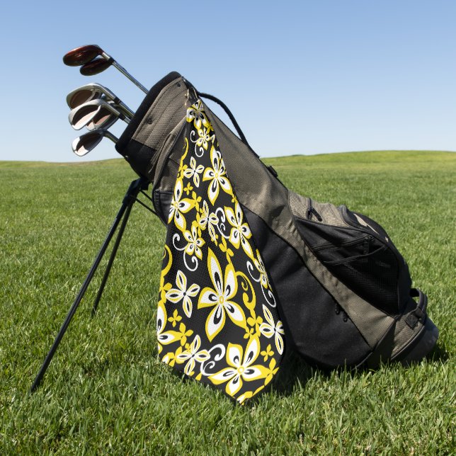 SERVIETTE DE GOLF ALOHA HAWAII (NOIR/JAUNE) (Vert)
