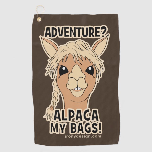 Serviette De Golf Alpaga d'aventure de hippie mon calembour de sacs (Devant)