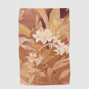 Serviette De Golf Alphonse Mucha Art Nouveau Détail floral