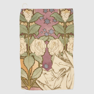 Serviette De Golf Alphonse Mucha Étoiles Élégantes Art Nouveau Camél