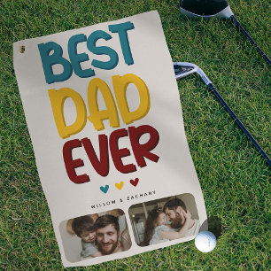Serviette De Golf Ambiance Rétro 'Meilleur Papa du Monde' Collage de
