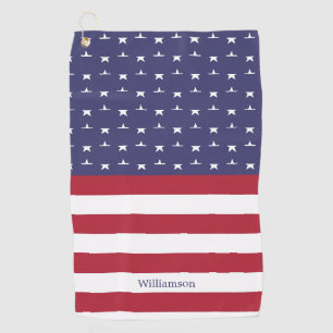 Serviette De Golf American Flag USA Patriotic Stars Stripes Nom