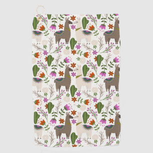 Serviette De Golf Amoureux des animaux à motifs floraux d'Alpaca Cac