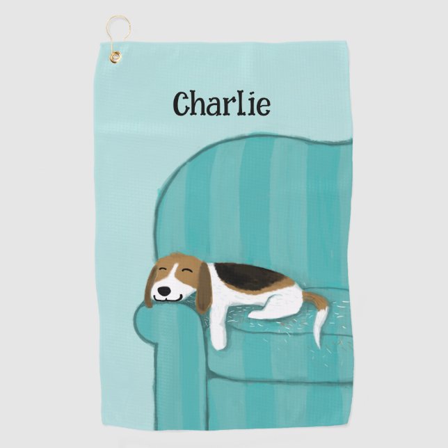 Serviette De Golf Amoureux des chiens Beagle mignon personnalisé (Devant)