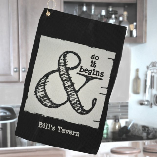 Serviette De Golf Ampersand Symbole Et Ainsi Il Commence Black Bar S (Créateur téléchargé)
