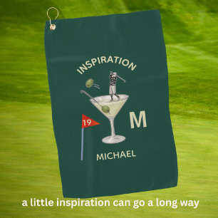 Serviette De Golf Amusant Cocktail Monogramme du 19ème Trou avec Nom