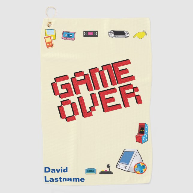 Serviette De Golf Amusant Retro Video Gamer 🎮 Nerd (Devant)