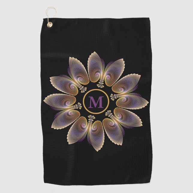 Serviette De Golf Ange Abstraite ailes Mandala Monogramme fractal (Devant)