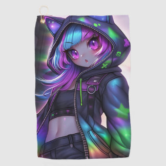 Serviette De Golf Anime Catgirl Night Glow