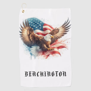 Serviette De Golf *~* AP16 - American Flag Bald EAGLE USA Golf Towel