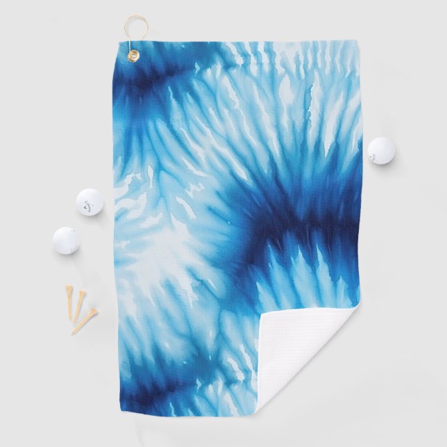 Serviette De Golf Aqua Blue White Tie Dye (En situation)