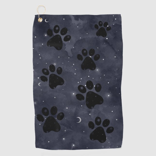 Serviette De Golf Aquarelle bleu lune Paw Stars (Devant)