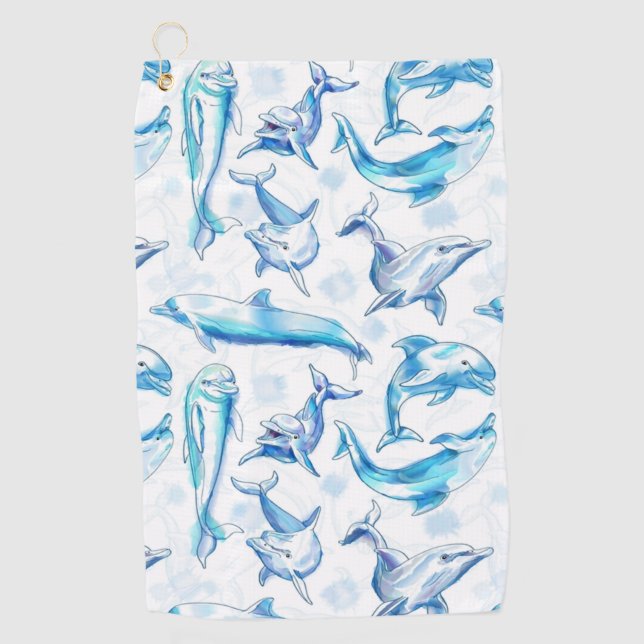 Serviette De Golf aquarelle dauphin poisson sans soudure motif, daup (Devant)
