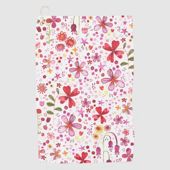 Serviette De Golf Aquarelle florale moderne (Devant)