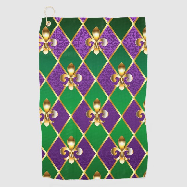 Serviette De Golf Arrière - plan de bijoux Mardi Gras (Devant)
