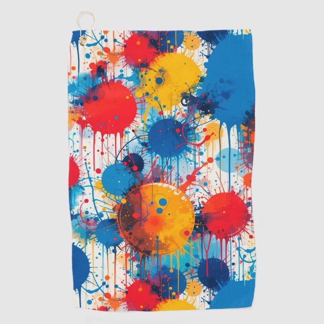 Serviette De Golf Art abstrait de taches colorées (Devant)