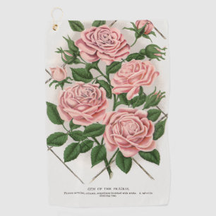 Serviette De Golf Art botanique cottagecore à la rose rose vintage