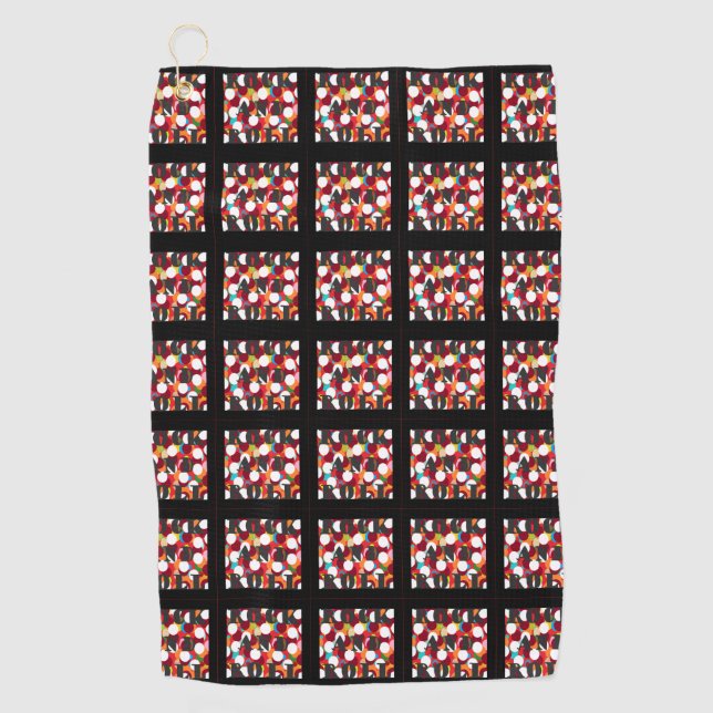 Serviette De Golf Art carré à motif noir (Devant)