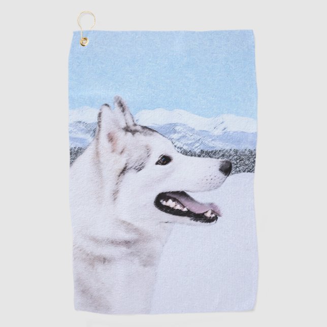Serviette De Golf Art de chien de peinture de chien de traîneau (Devant)