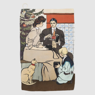 Serviette De Golf Art de l'appareil photo antique de Noël victorien