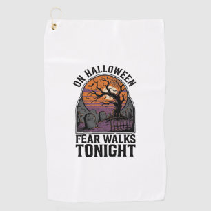 Serviette De Golf Art de l'arbre effrayant de cimetière de Halloween