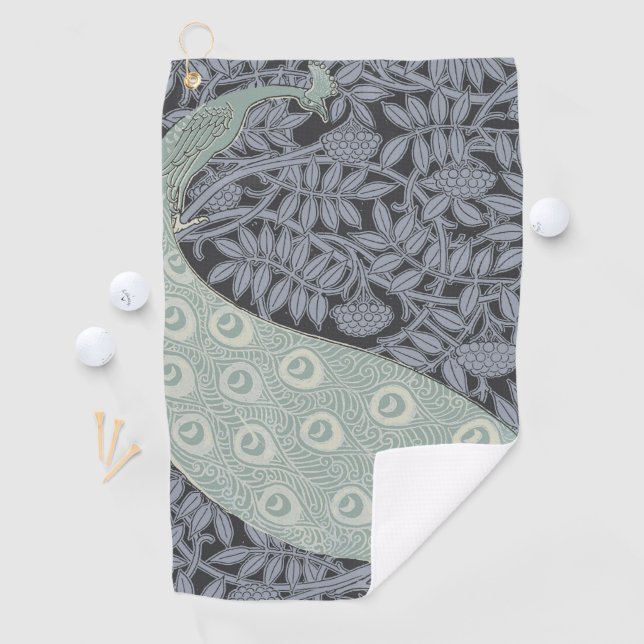 Serviette De Golf Art Nouveau Peacock Classic Vintage Bird (En situation)