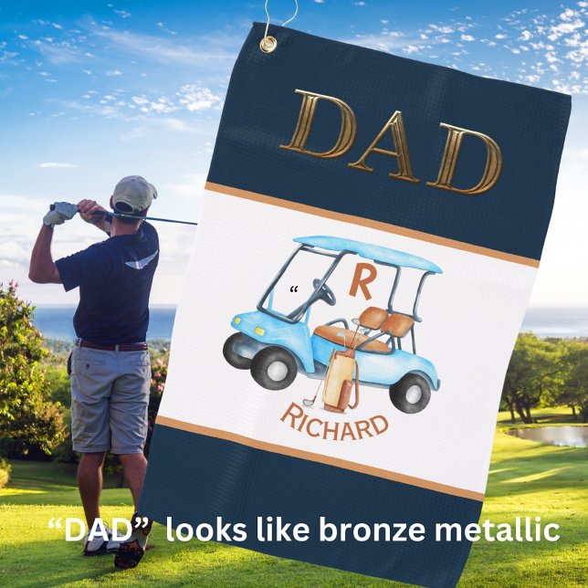 Serviette De Golf Aspect métallique unique DAD Golf Panier Nom du mo (Créateur téléchargé)