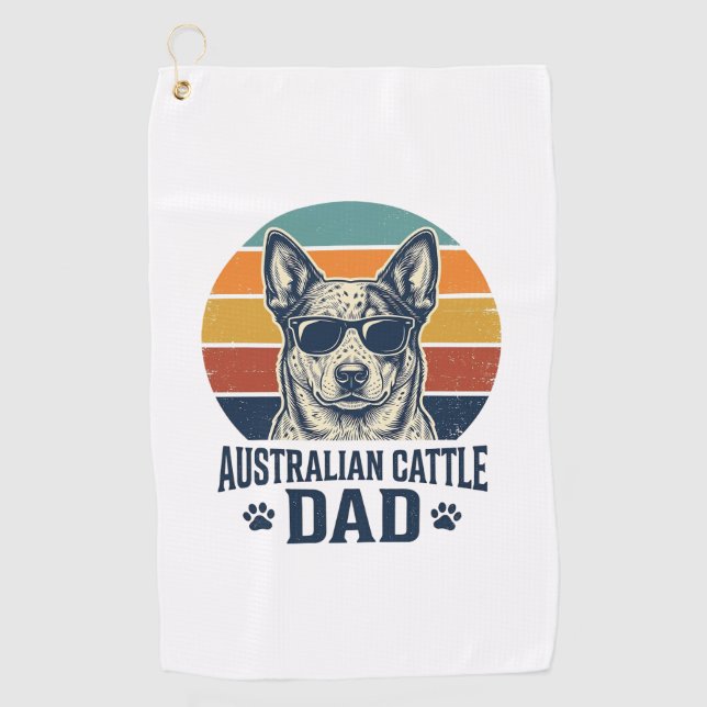 Serviette De Golf Australian Cattle Dog Dad Vintage Sunset Shirt_1 (Devant)
