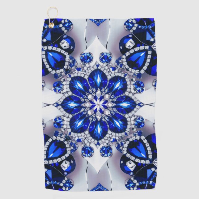 Serviette de golf aux couleurs bleu blanc (Devant)