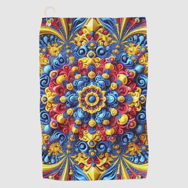 Serviette de golf aux couleurs roumaines (Devant)