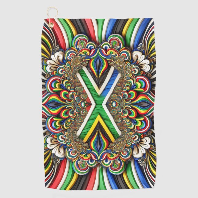 Serviette de golf aux couleurs sud-africaines (Devant)