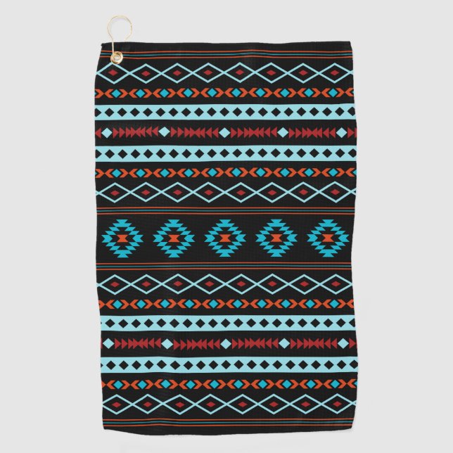 Serviette De Golf Aztec Blues Rouges Noir Motifs Mixtes Motif (Devant)