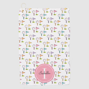 Serviette De Golf Bal de golf de Cute Monogrammed Tee Drapeau