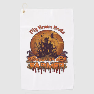 Serviette De Golf Balai Brisé Ferme Halloween Sorcière Maison Hantée