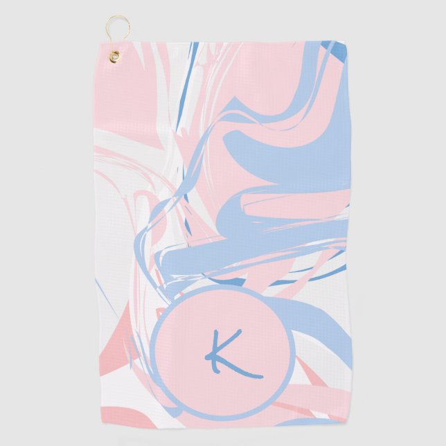 Serviette De Golf Balayage en marbre bleu blanc personnalisé Abstrai (Devant)