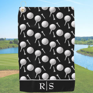 Serviette De Golf Balles de golf blanches noires modernes personnali