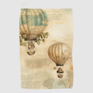 Serviette De Golf Balloon vintage à air chaud dans un paysage serein