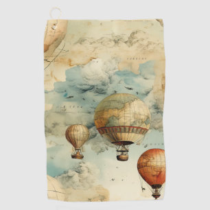 Serviette De Golf Balloon vintage à air chaud dans un paysage serein